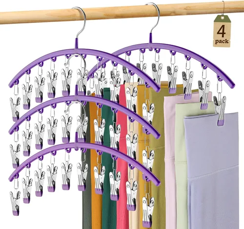 Vista 10 de Organizador de leggings para armario, perchas de metal para pantalones de yoga, 1 paquete con 10 clips con capacidad para 10 leggings, organizador