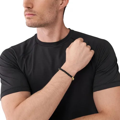Vista 3 de AX ARMANI EXCHANGE Pulsera de cuentas de latón bicolor para hombre (Modelo AXG0119710), Latón, Sin gemas.