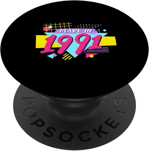 Vista 6 de Made in 1991 90s Nostalgia Retro Vintage 1990s 33rd Birthday PopSockets MagSafe PopGrip for iPhone