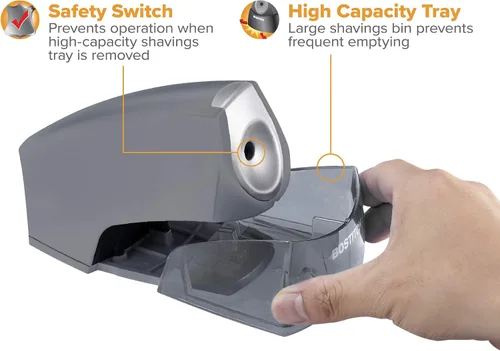 Vista 5 de Bostitch Sacapuntas eléctrico personal de oficina, potente motor sin paradas, bandeja de virutas de alta capacidad, gris (EPS4-KTGRAY) (paquete de 6)