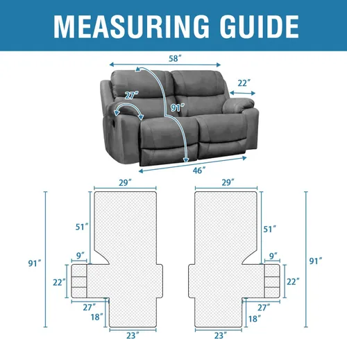 Vista 2 de H.VERSAILTEX Funda impermeable 100% impermeable para sofá biplaza reclinable de 2 piezas, protector de muebles suave y grueso con bolsillos lavables