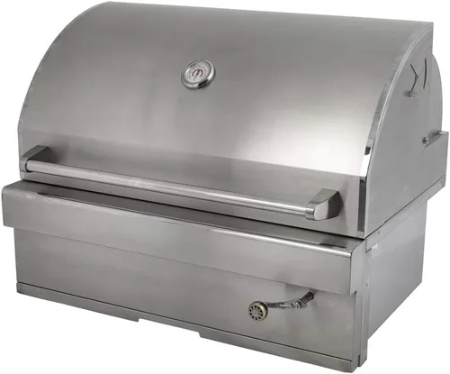 Vista 2 de Turbo Charcoal - Parrilla de barbacoa de acero inoxidable integrada de 32 pulgadas con bandeja de carbón