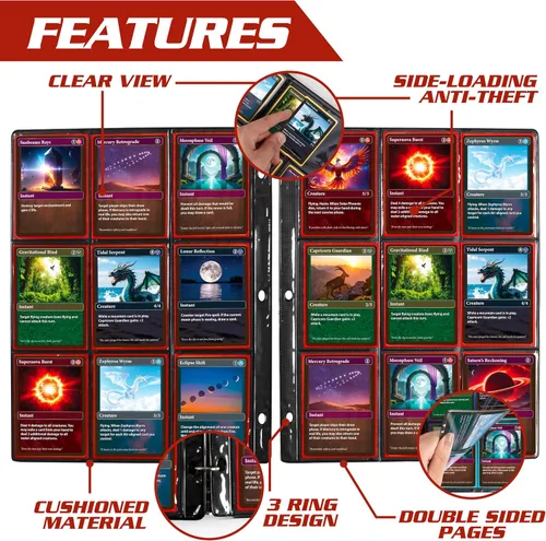 Vista 2 de Monster - Paquete de 25 protectores de página para tarjetas coleccionables con capacidad para 450 cartas coleccionables y 9 hojas de bolsillo