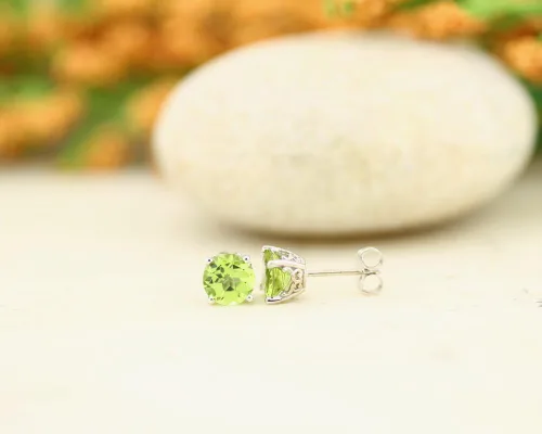 Vista 3 de Aretes de oro blanco macizo de 14 quilates, 0.236 in redondos cada uno