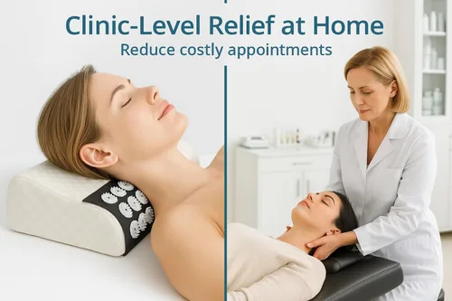 Vista 3 de Almohada de acupresión – Soporte cervical de espuma viscoelástica para alivio del dolor de cuello y espalda – Dispositivo de masaje terapéutico