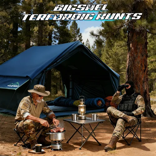 Vista 9 de Inflatable Tent with Skylight, Quick Setup Blow Up Tents with Pump, Hot Tent with Stove Jack, Waterproof Oxford Inflatable House for Camping, Air