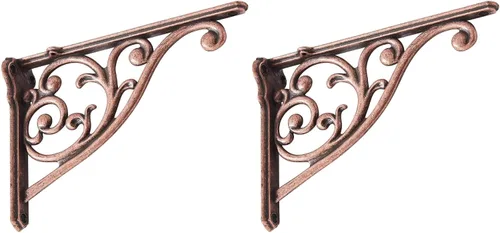 Vista 29 de Soportes de estante de 4 pulgadas, paquete de 4 soportes de pared de latón antiguo de alta resistencia, estantes decorativos de cocina victoriana