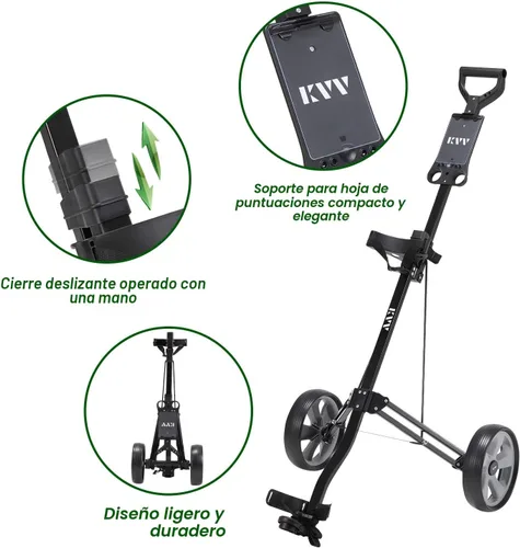 Vista 5 de KVV Carrito de empuje de golf con marco de aluminio de 2 ruedas.