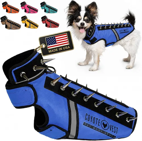 Vista 31 de CoyoteVest SpikeVest - Chaleco de arnés para perro, accesorios reflectantes para perros con picos para proteger a tu mascota de ataques de Raptor