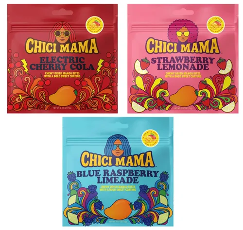 Vista 11 de Chici Mama Blue Raspberry Limeade - Bocadillos de mango, paquete de 2 – Hecho con mango real Golosinas masticables y jugosas alternativas Sin