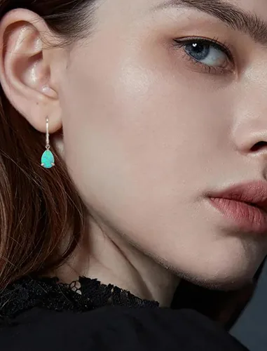 Vista 2 de Vesitim Opal Earrings for Women 925 Sterling Silver Teardrop Solitaire Dangle Drop Earring October Birthstone Jewelry Gift with Created Opal