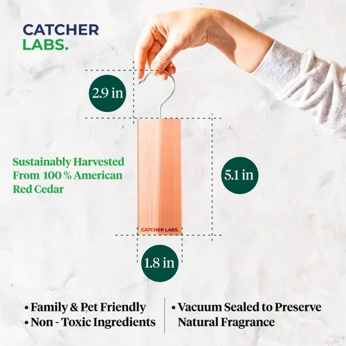 Vista 3 de Catcher Labs Tablones de cedro Bloques para ropa y almacenamiento Mejor que las bolas de polilla Perchas de cedro (paquete de 10)