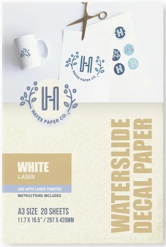 Vista 11 de Hayes Paper Co. Waterslide - Papel adhesivo transparente con láser (A3, 20 hojas)
