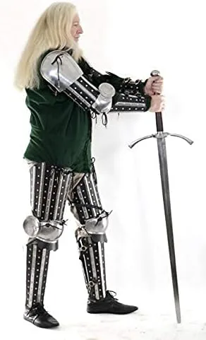 Vista 5 de Mythroyan Medieval Splinted Plate Armor Acero al Carbono Real Adulto Tamaño Set Vikingo Cruzado Traje para Hombres Mujeres Battle Ready