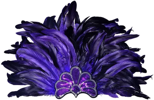 Vista 5 de HOMELEX Diadema de plumas negras para mujer diadema de carnaval diadema de concurso de los años 20 púrpura-1