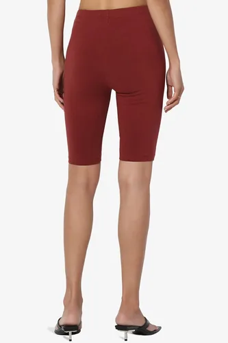 Vista 3 de TheMogan Leggings cortos básicos de algodón elástico para mujer, cintura alta, por encima de la rodilla, para mujer