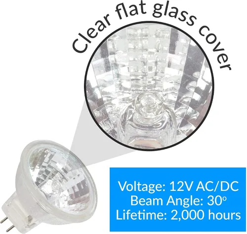 Vista 7 de Simba Lighting Bombillas halógenas MR11 de 10 vatios y 12 voltios (paquete de 2) de 2 pines 110 lm 30° de ángulo de haz para acento, luz de pista