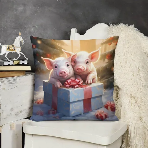 Vista 15 de Almohadas decorativas para cama, diseño de perro de Papá Noel con luces de Navidad, fundas de almohada para sofá para amantes de los perros, funda