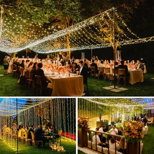 Vista 3 de Moobibear - Cadena de luces de hadas de 33 pies con 100 LED, impermeables, con enchufe y 8 modos de iluminación - Decoración para interiores