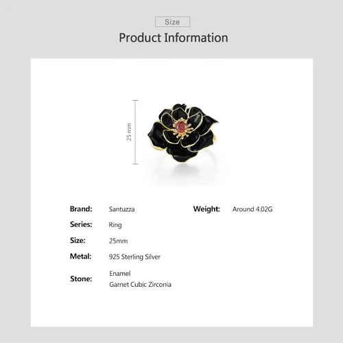 Vista 4 de Santuzza Anillo de plata de ley 925 con diseño de flores esmaltadas para mujer