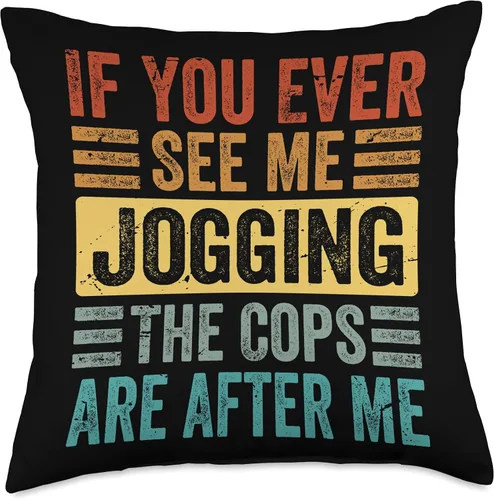 Vista 4 de If You Ever See Me Jogging The Cops Are After Me Throw Pillow
