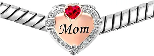 Vista 3 de KunBead Dijes de cuentas de amor con forma de corazón de oro rosa, compatible con pulseras Pandora, joyería de cumpleaños