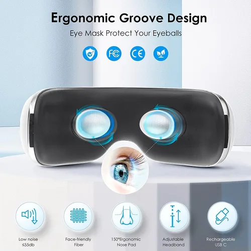 Vista 8 de Masajeador ocular con calor y frío para migrañas, ojos secos - Máscara masajeadora de ojos para relajación, regalo para mujeres y hombres