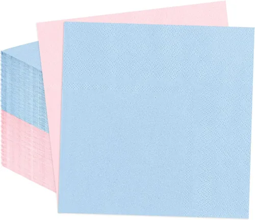 Vista 11 de 50 servilletas de cóctel de 3 capas de color azul bebé, servilletas de postre, servilletas de papel desechables para bodas, fiestas de cumpleaños