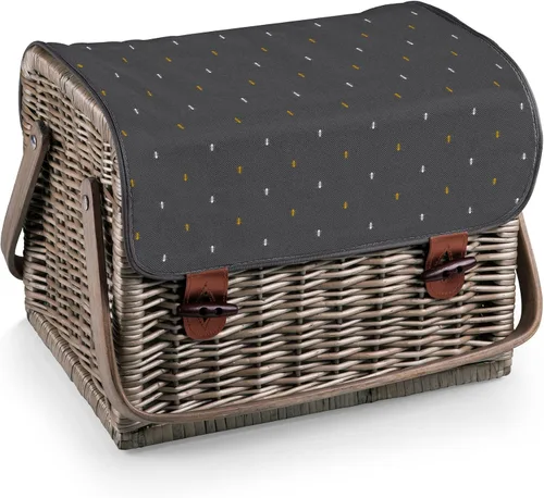 Vista 3 de Kabrio - Cesta de picnic para vino y queso, colección (Anthology Collection - Gris con detalles dorados)