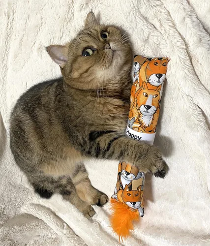 Vista 6 de Jumpaws Paquete de 2 pateadores interactivos naturales para gatos con plumas, juguete masticable resistente a mordeduras, patín arrugado, accesorios
