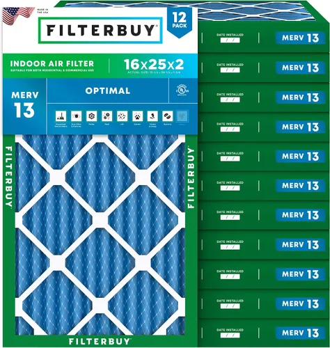 Vista 22 de Filterbuy Filtro de aire de 8 x 14 x 1 pulgadas MERV 13 de defensa óptima (paquete de 12), filtros de aire de repuesto plisados HVAC para calderas