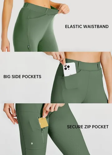 Vista 4 de Willit - Pantalones de equitación para mujer con asiento completo, mallas ecuestres de silicona, pantalones de equitación para montar a caballo