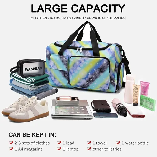 Vista 358 de Pequeña bolsa de gimnasio para mujer, bolsa de viaje con compartimento para zapatos