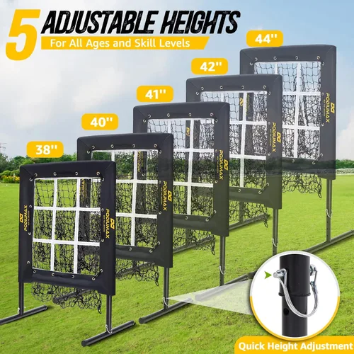 Vista 3 de PodiuMax Baseball Pitching Net, 9 Hole Pitching Net with Strike Zone, 5 Adjustable Heights Baseball Throwing Net for All Ages, Heavey Duty Solo