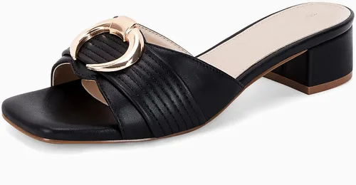 Vista 2 de Sandalias de tacón bajo para mujer, tacones cuadrados, sandalias elegantes y gruesas para fiesta, zapatos casuales