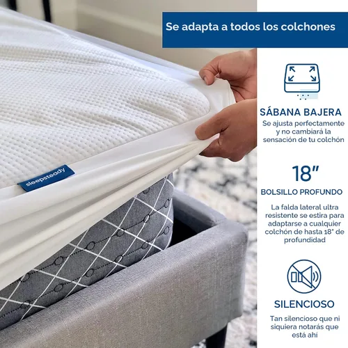 Vista 5 de Protector de colchón Tencel de lujo tamaño individual, 100% impermeable, ultra suave, naturalmente refrescante y transpirable, funda de bolsillo