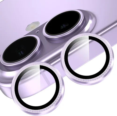 Vista 13 de YWXTW Protector de lente de cámara para iPhone 15/15 Plus/16e/ 17e, anillo de metal antiarañazos individual protector de pantalla de vidrio templado