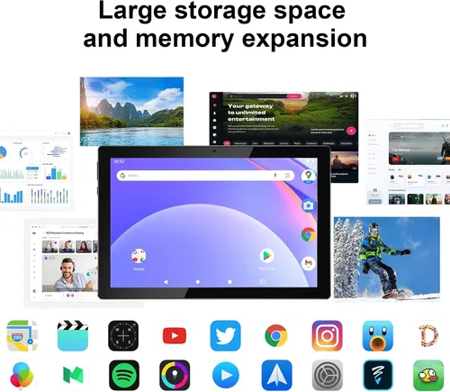 Vista 4 de Tablet Android 15, tabletas de 10 pulgadas, tabletas 2 en 1 con funda de teclado 8GB RAM+32GB ROM/2TB Expandible, Pantalla IPS 1280x800, 5G
