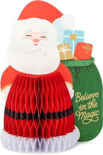 Vista 2 de Hallmark Paper Wonder - Tarjeta de Navidad con diseño de panal desplegable (Santa Claus)