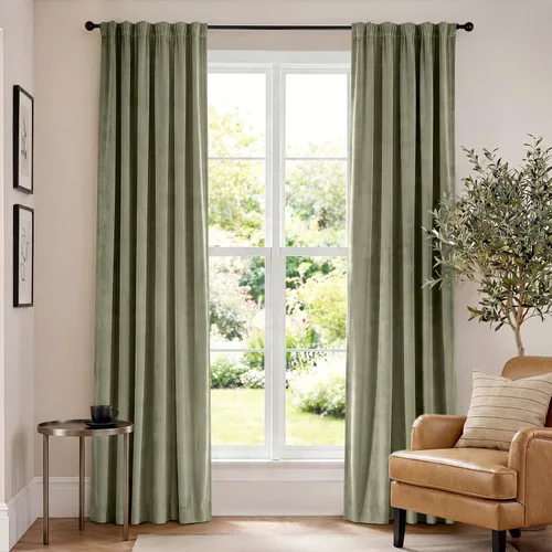 Vista 111 de Lazzzy Cortinas opacas de terciopelo beige de 84 pulgadas de largo con aislamiento térmico para oscurecer la habitación, cortinas forradas de lujo