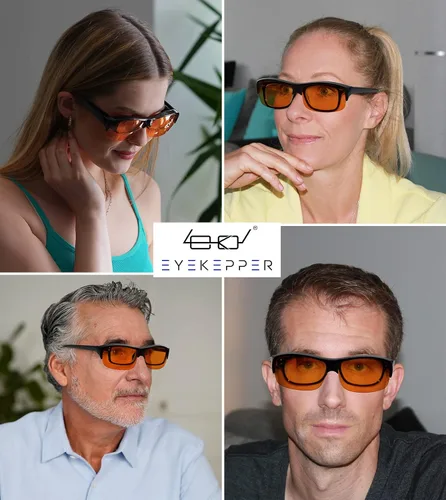 Vista 2 de Eyekepper 100% Anti-Luz Azul Gafas Fitover con Bloqueo de Luz Azul para Usar Sobre Lentes de Computadora con Lente Ámbar