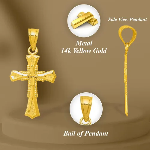 Vista 3 de Diamond2Deal Colgante de cruz de oro amarillo de 14 k con corte de diamante para mujer, Oro amarillo