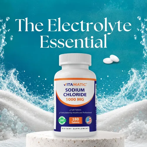 Vista 3 de Vitamatic Cloruro de sodio 1000mg - 180 tabletas - Hecho en Estados Unidos