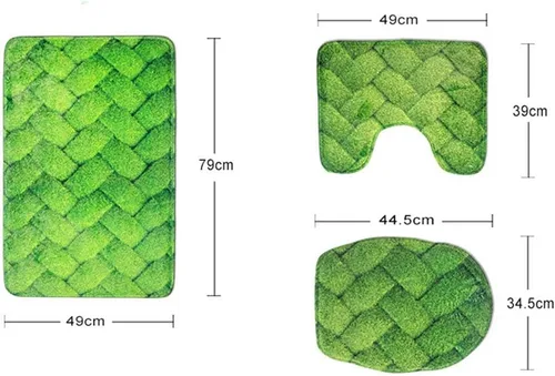 Vista 3 de FOR U DESIGNS Juego de tapetes de baño con moqueta, contorno y tapa, campana de lazo de Navidad, tapete decorativo suave para el hogar, dorado