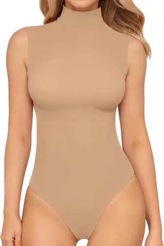 Vista 20 de Body MANGOPOP para mujer, con cuello alto falso de estilo tortuga, con manga larga 02 Manga Larga Borgoña (Forro Polar)