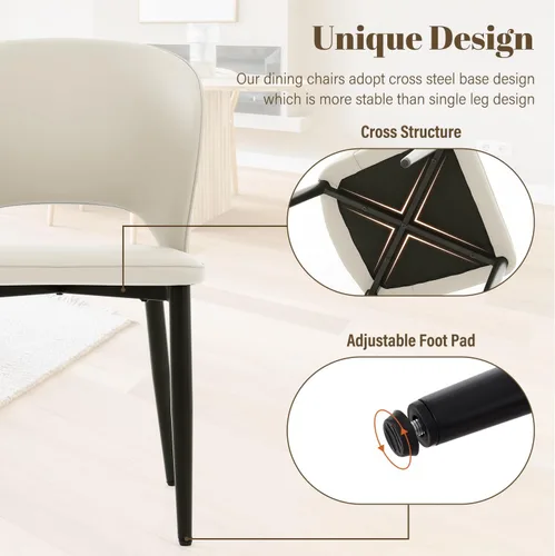 Vista 5 de Homcosan Juego de 2 sillas de comedor, modernas sillas de cocina con estructura cruzada y exquisito diseño de tuberías, fácil montaje, sillas