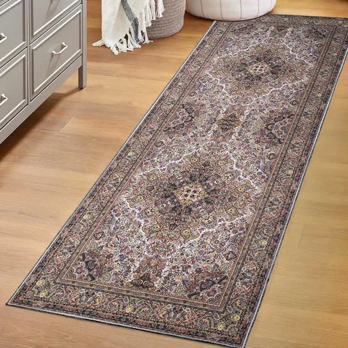 Vista 11 de SUPERIOR Medallion - Alfombra lavable, respaldo de algodón, alfombra para mesa de comedor, alfombra para vestíbulo, de fácil cuidado, alfombra Negro