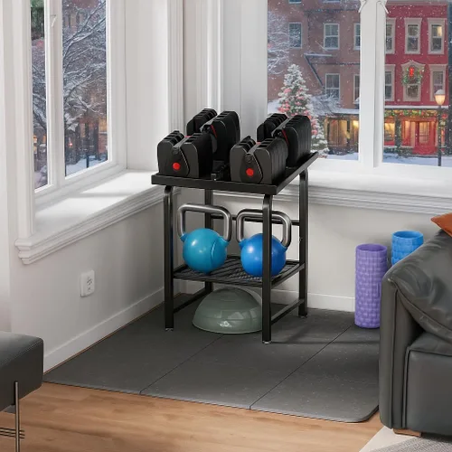 Vista 2 de Solo soporte para mancuernas con soporte de peso ajustable para carga de 500 libras, soporte de pesas resistente para gimnasio en casa