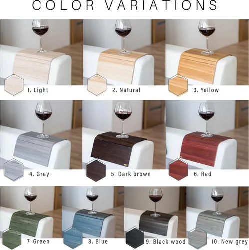 Vista 5 de Bandeja de brazo para sofá, mesa de cama, posavasos de madera, taza de café, reposabrazos plegable, protector de extremo de carrito, plegable
