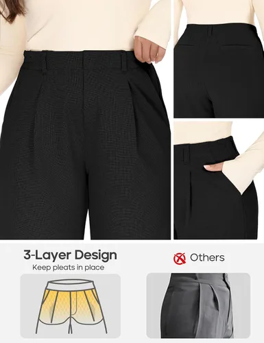 Vista 4 de Pantalones de vestir de pierna ancha de talla extragrande 1X-5X para mujer